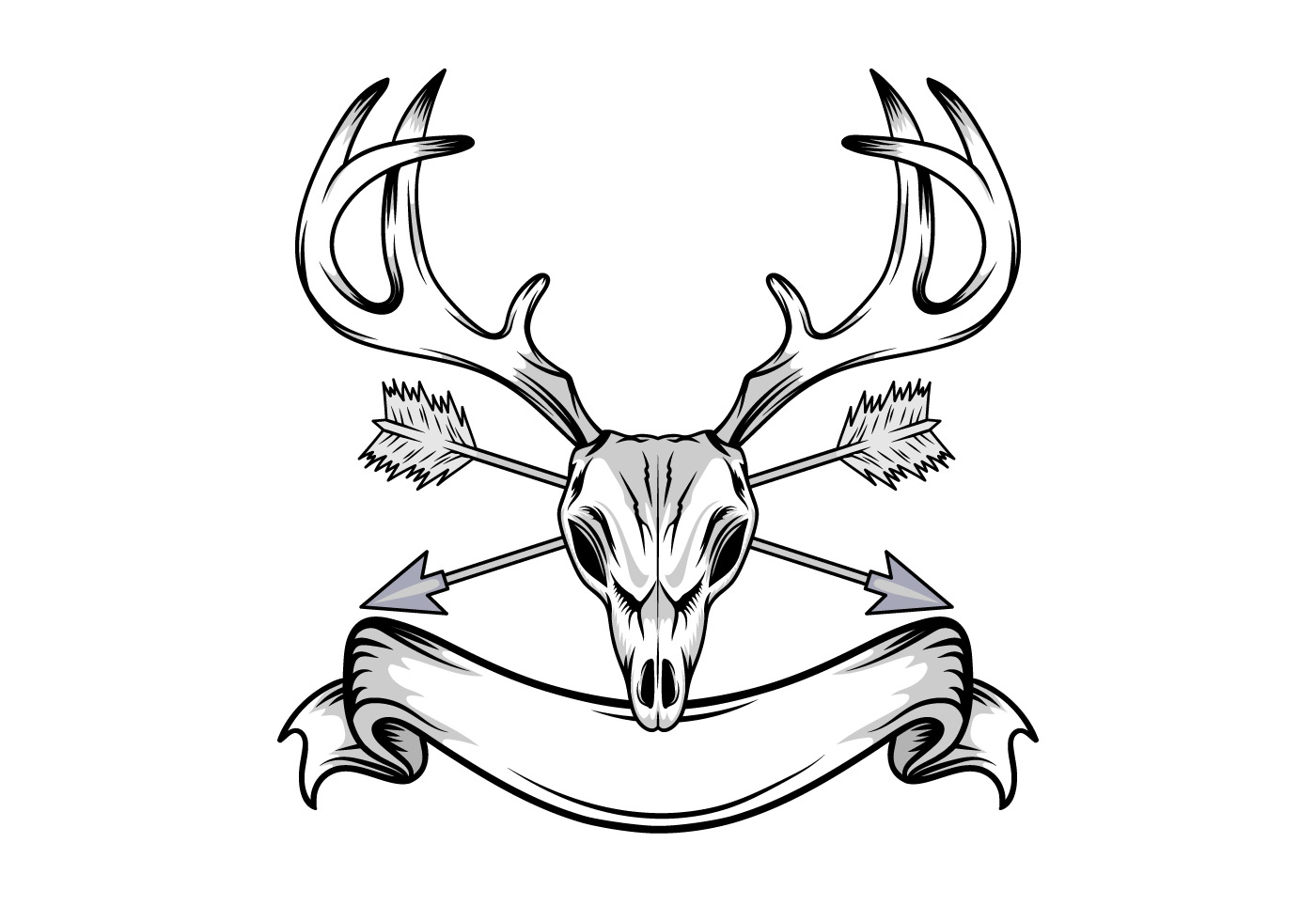 Deer Skull Drawing Sketch