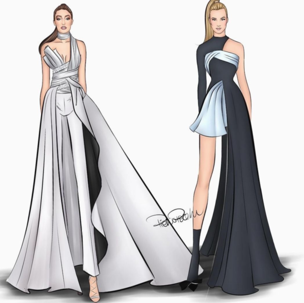 Designer Dress Drawing Beautiful Image