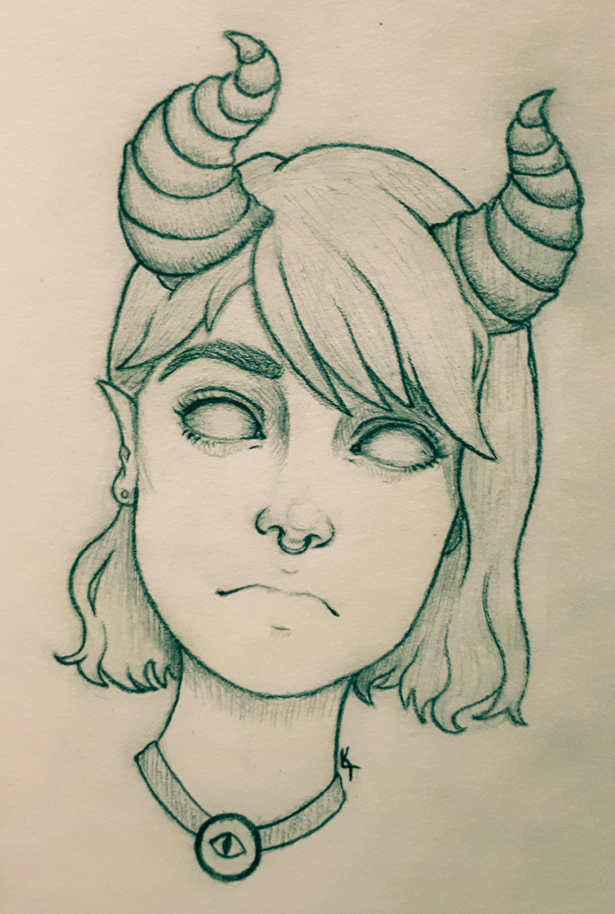 Devil Girl Drawing High-Quality