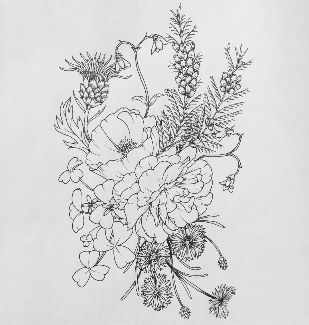 Different Flower Drawing Art