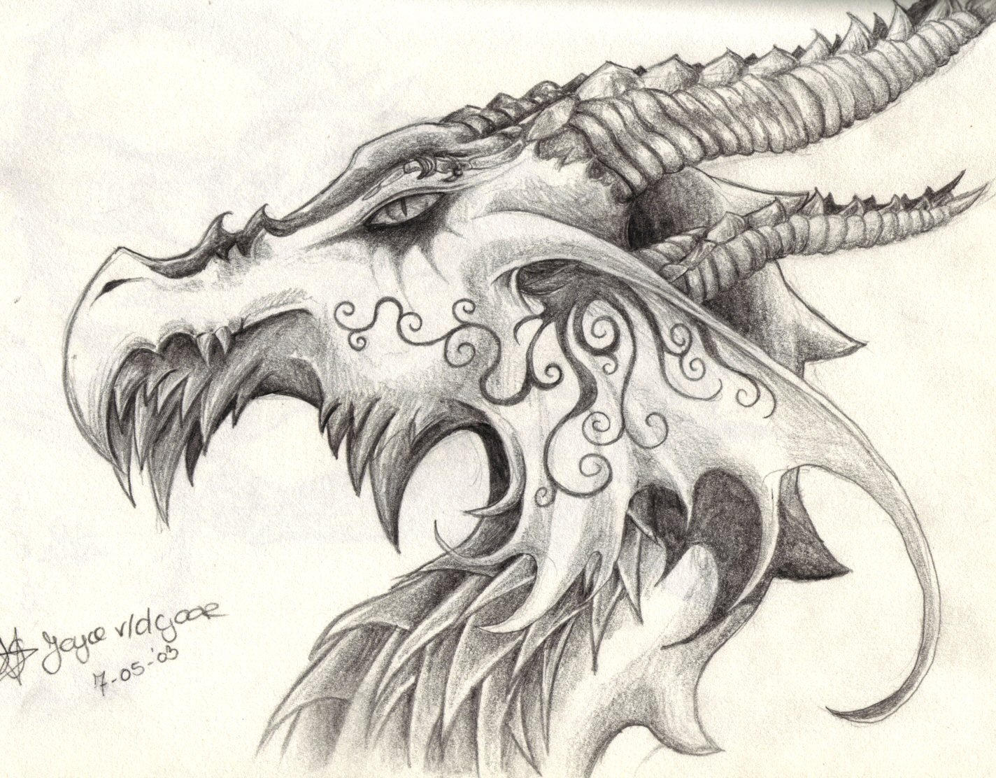 Dragon Face Drawing Beautiful Art