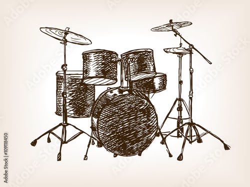 Drum Set Drawing Image