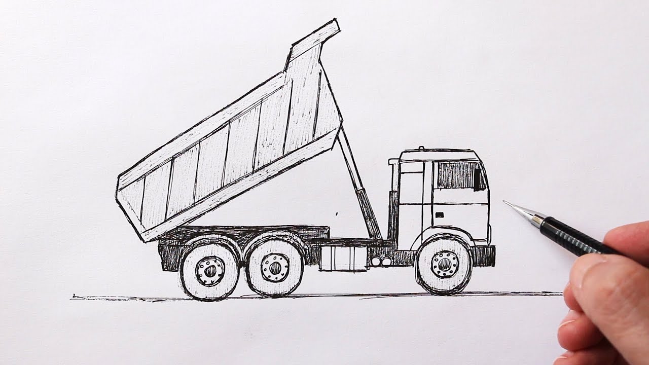 Dumper Truck Drawing Sketch