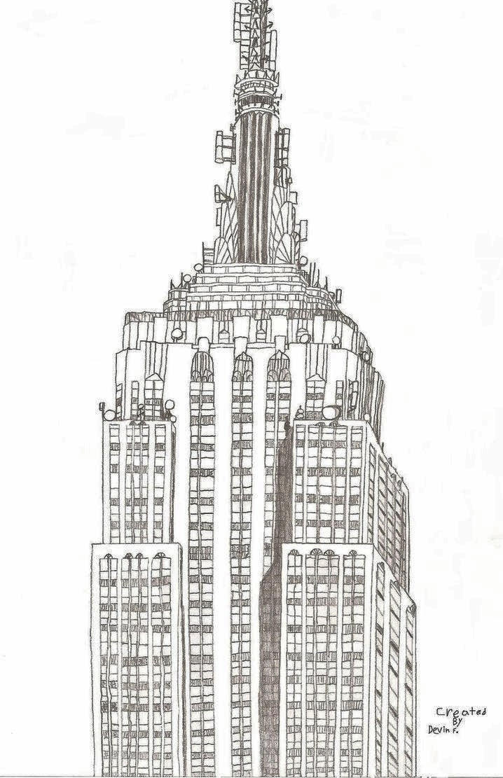 Empire State Building Drawing Beautiful Art