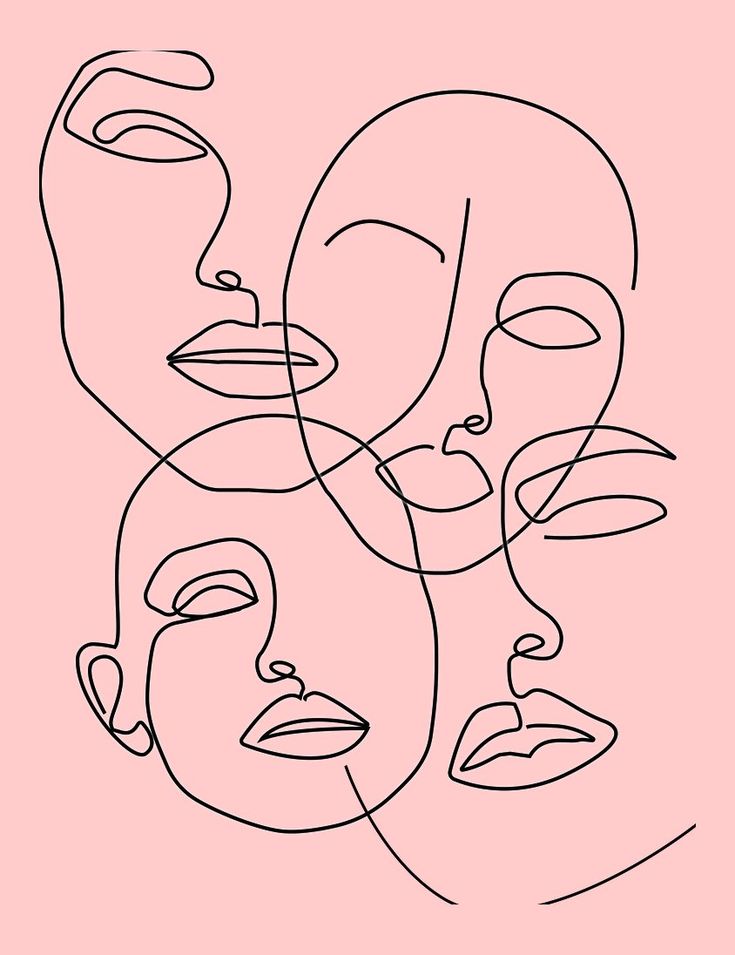 Face Line Art Drawing