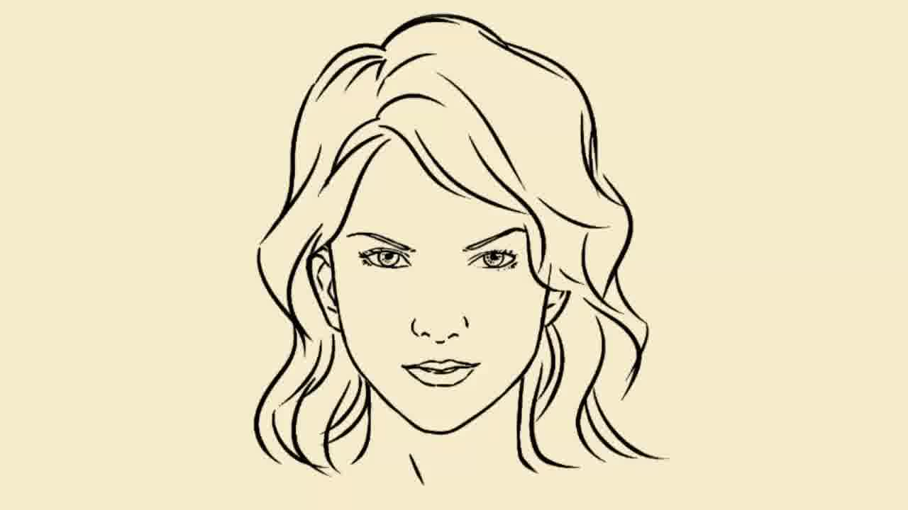 Outlines Draw In Face Outline Of A Girls Face