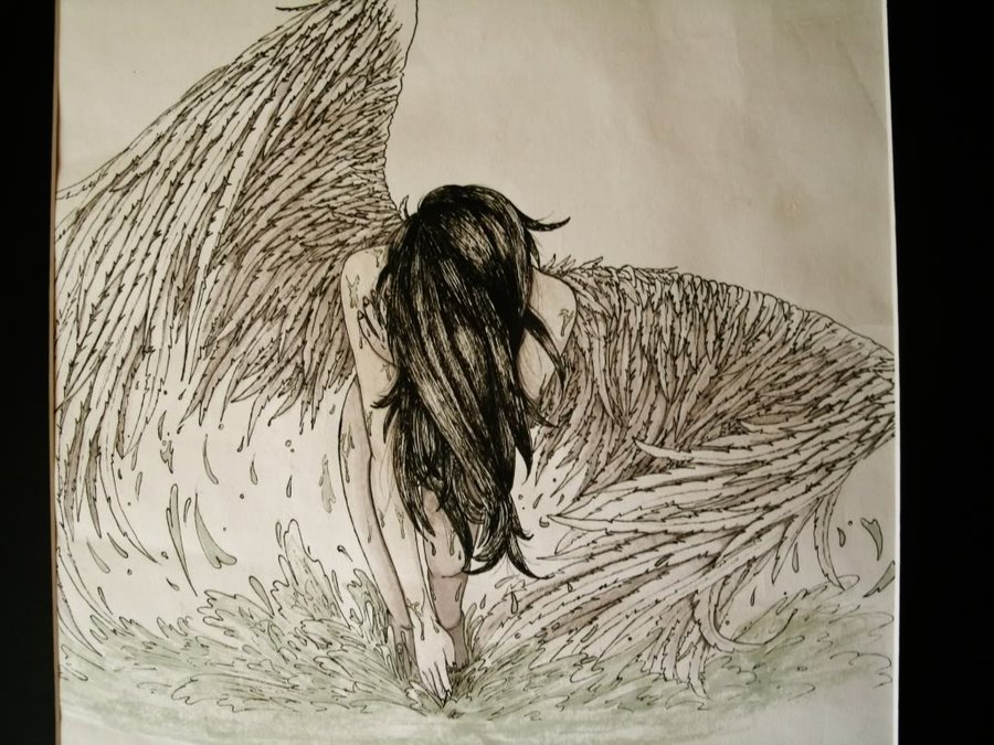 Fallen Angel Drawing Sketch - Drawing Skill