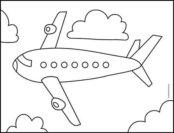 Airplane Simple Drawing Beautiful Image