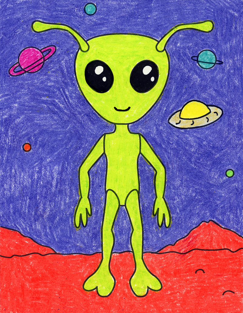 Alien Cartoon Drawing Photo