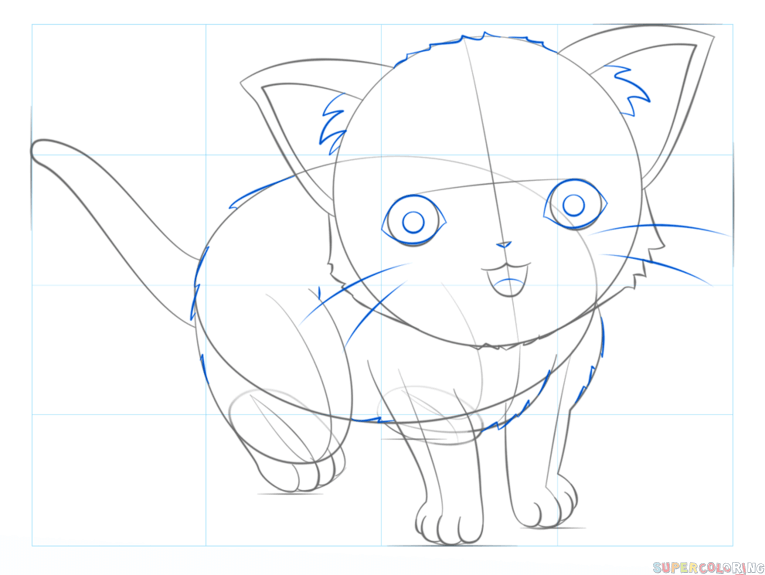 Anime Cat Drawing High-Quality