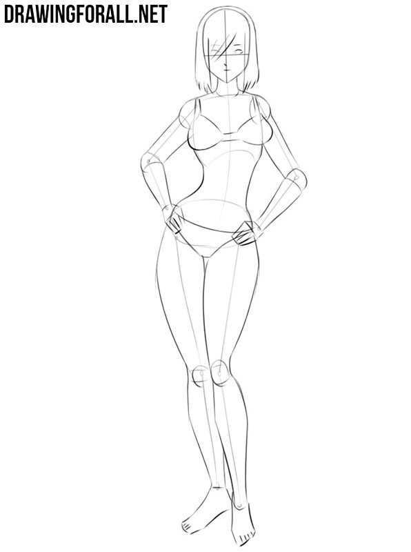 Anime Girl Full Body Drawing Image