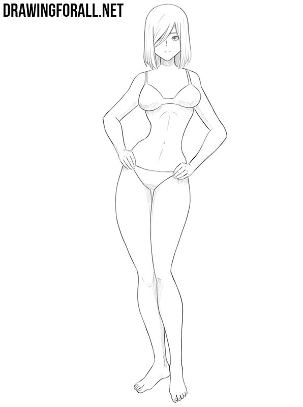Anime Girl Full Body Drawing Photo