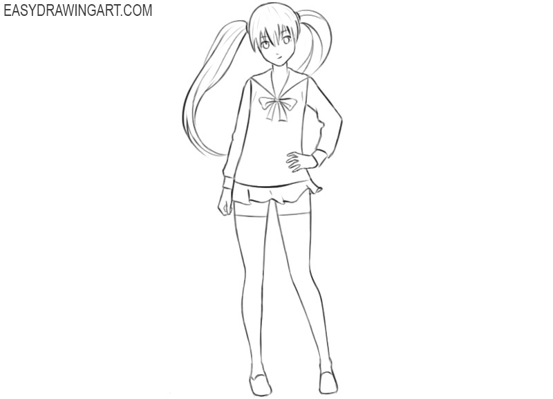 Anime Girl Full Body Drawing Picture