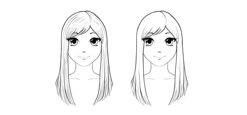 Anime Girl Hair Art Drawing