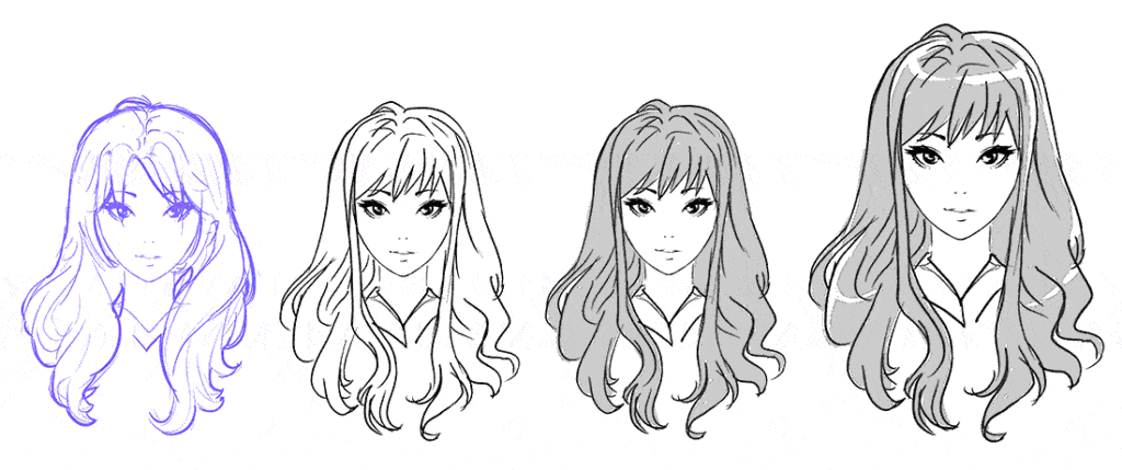 Anime Girl Hair Drawing High-Quality