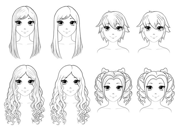 Anime Girl Hair Drawing Pic