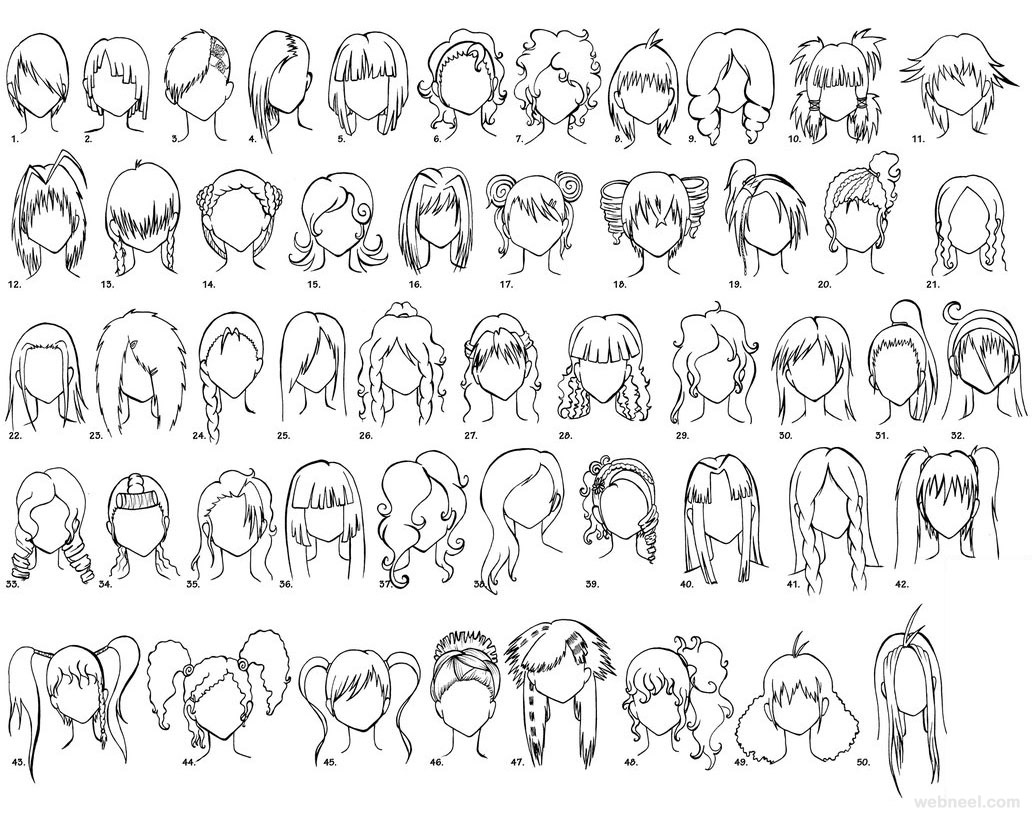 Anime Hair Drawing Sketch