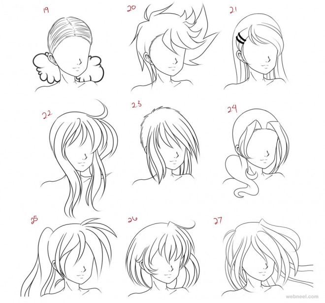 Anime Hair Drawing Sketch