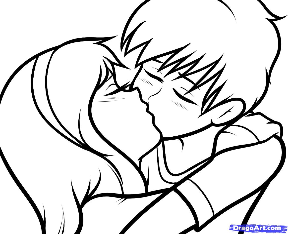 Anime Kiss Drawing Pic