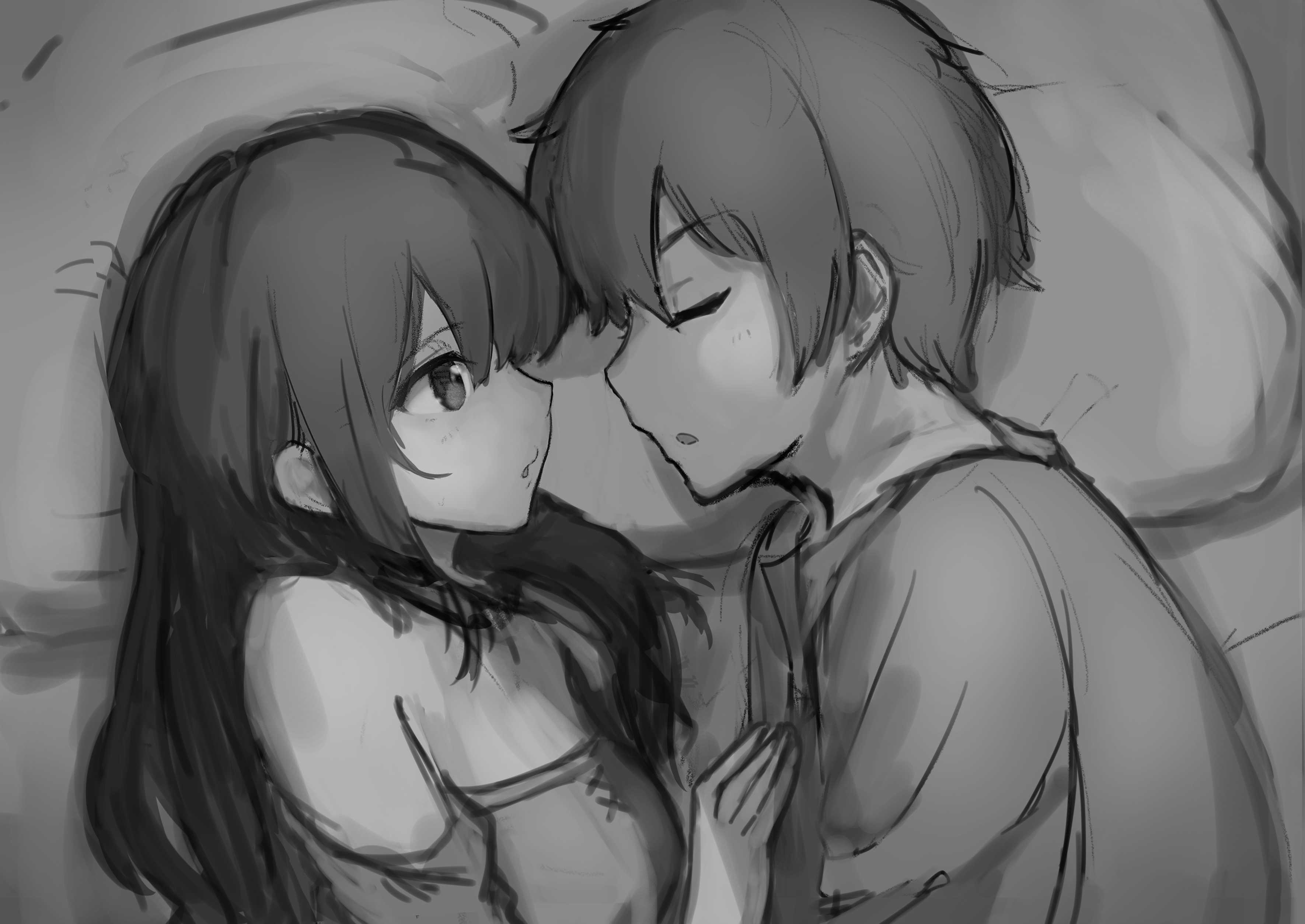 Anime Kissing Drawing Art