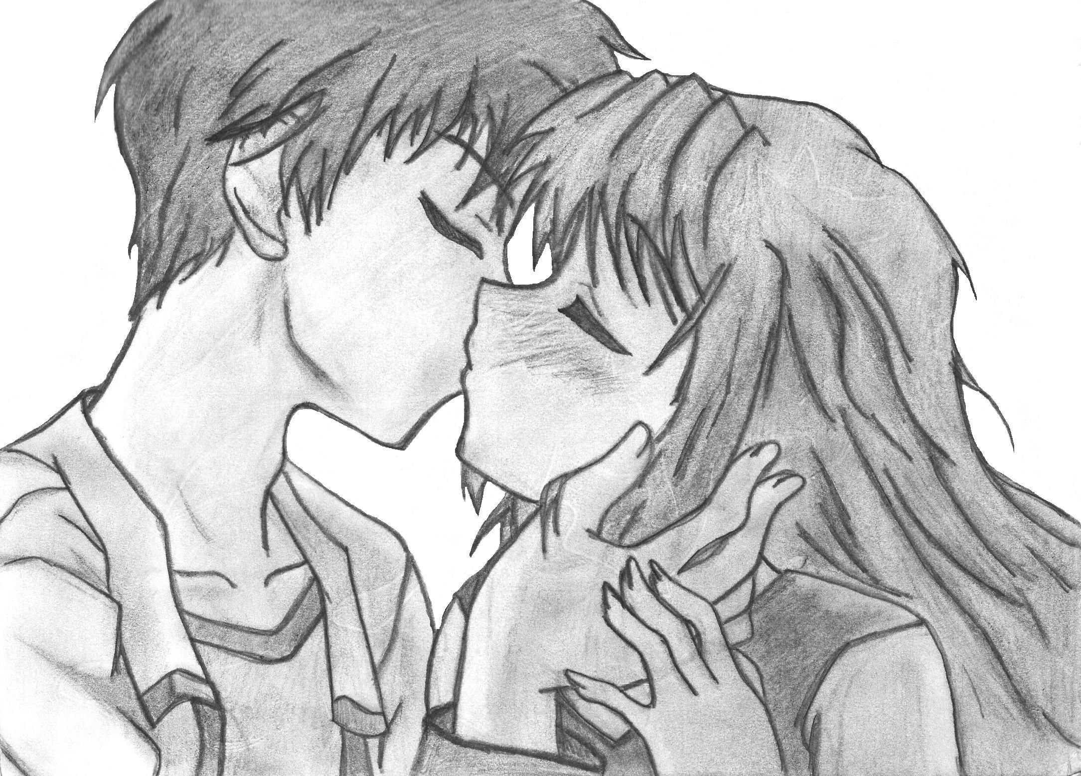 Anime Kissing Drawing High-Quality
