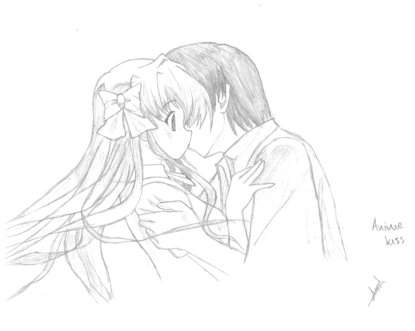 Anime Kissing Drawing Photo