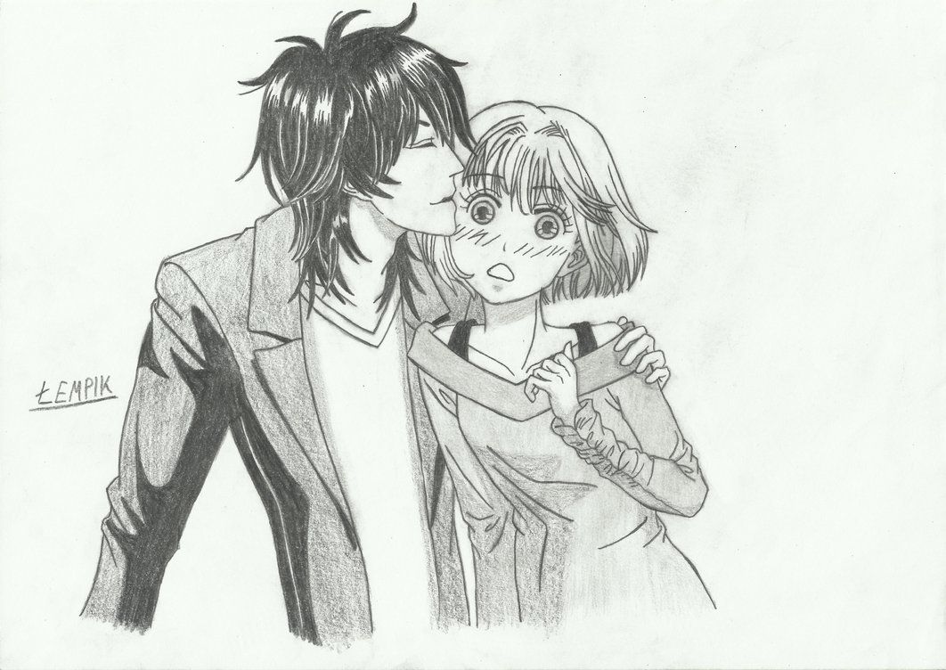 Anime Kissing Drawing Pic