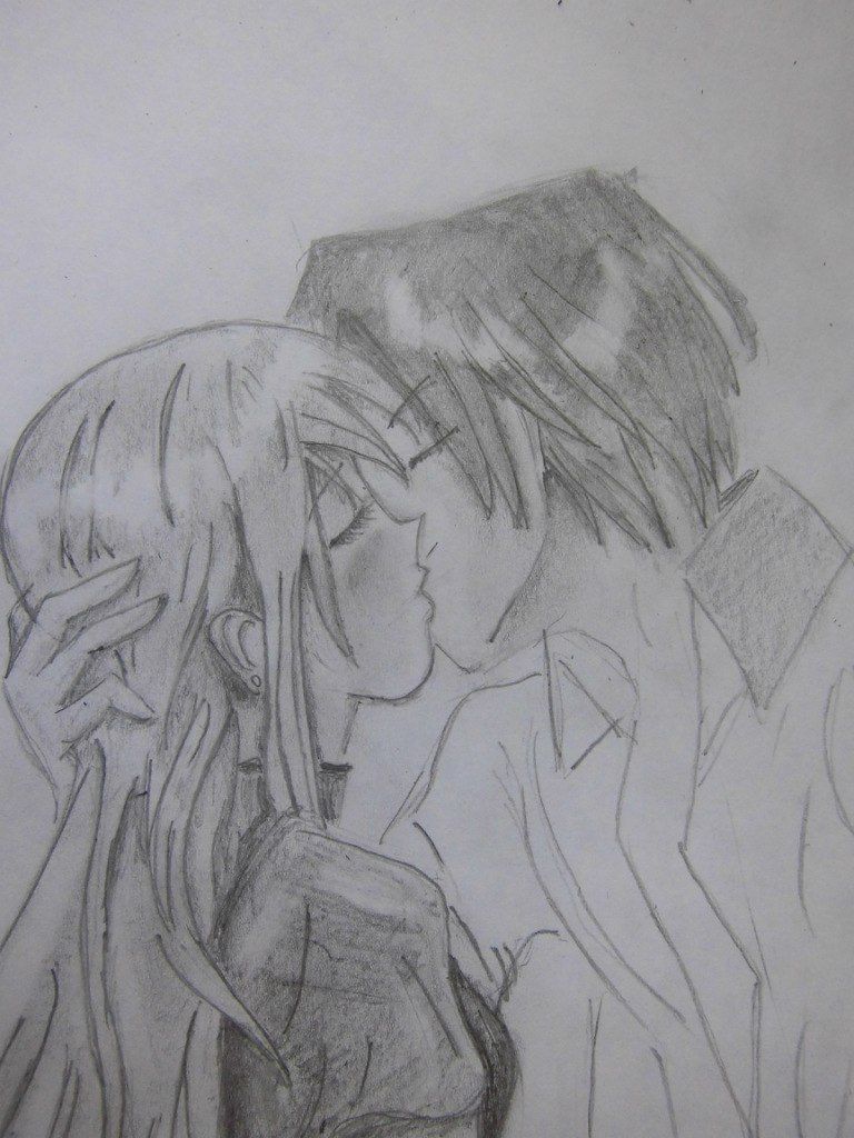 Anime Kissing Drawing Sketch