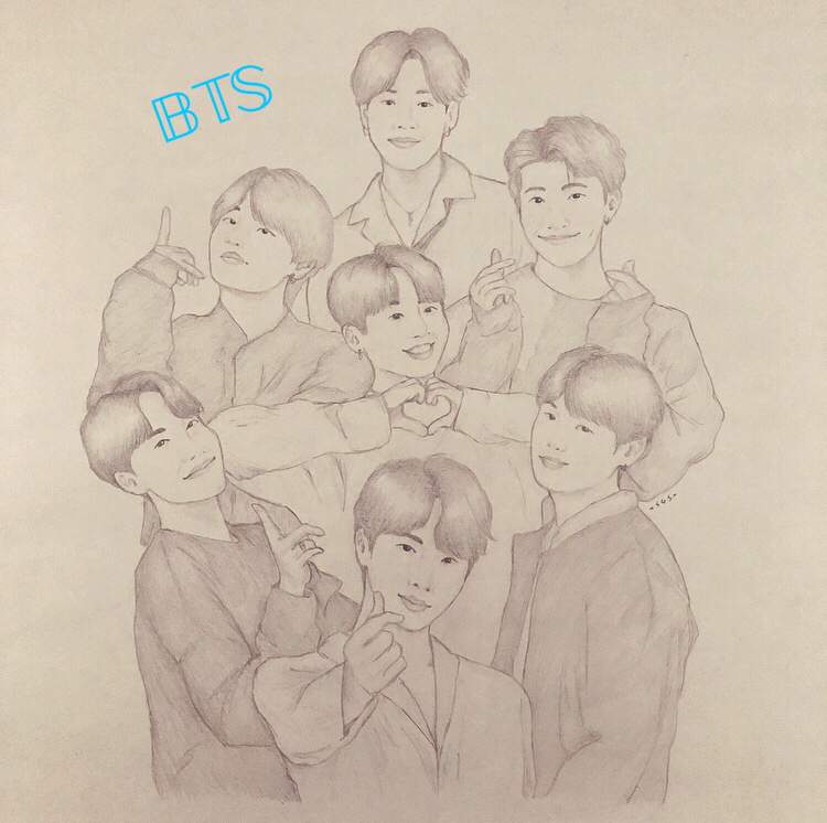 DRAWING ALL MEMBERS OF BTS IN ONE PAGE   ART150  CORSAIRARTS  BTS   YouTube