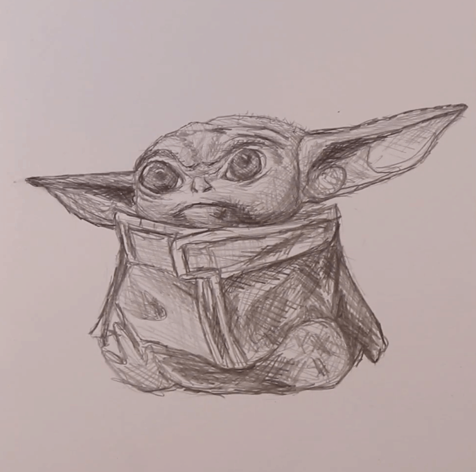 Baby Yoda Cute Drawing Photo
