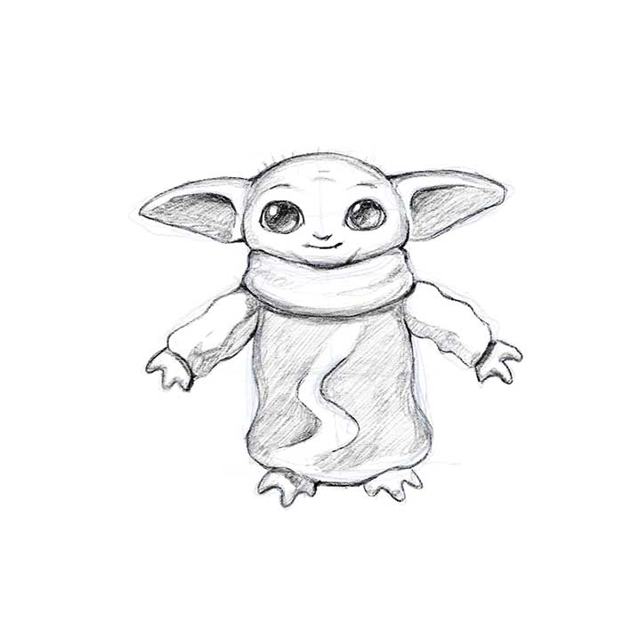 Baby Yoda Cute Drawing Sketch