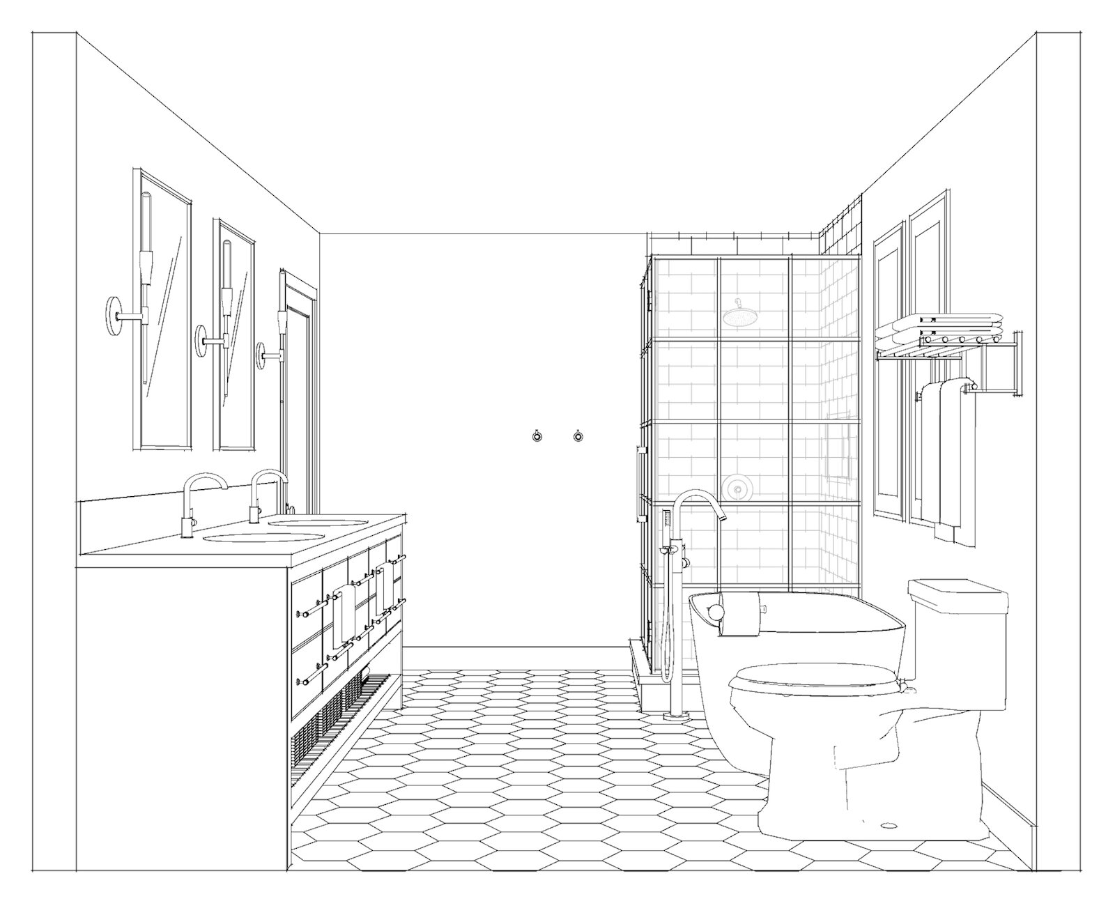 Bathroom Drawing Realistic