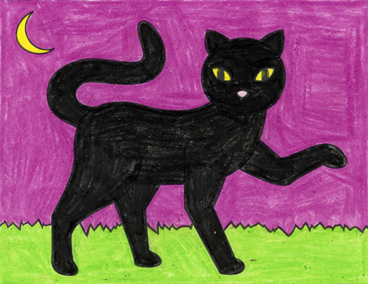 Black Cat Drawing Photo