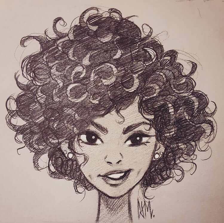 Black Woman Drawing Sketch