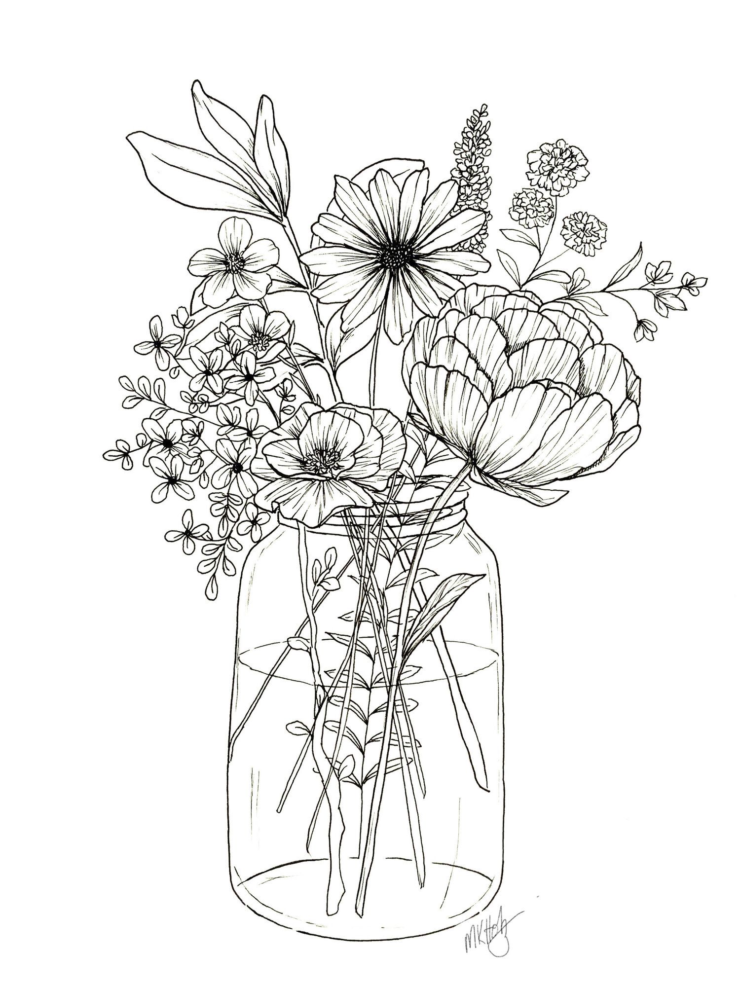Bouquet Flower Drawing Art