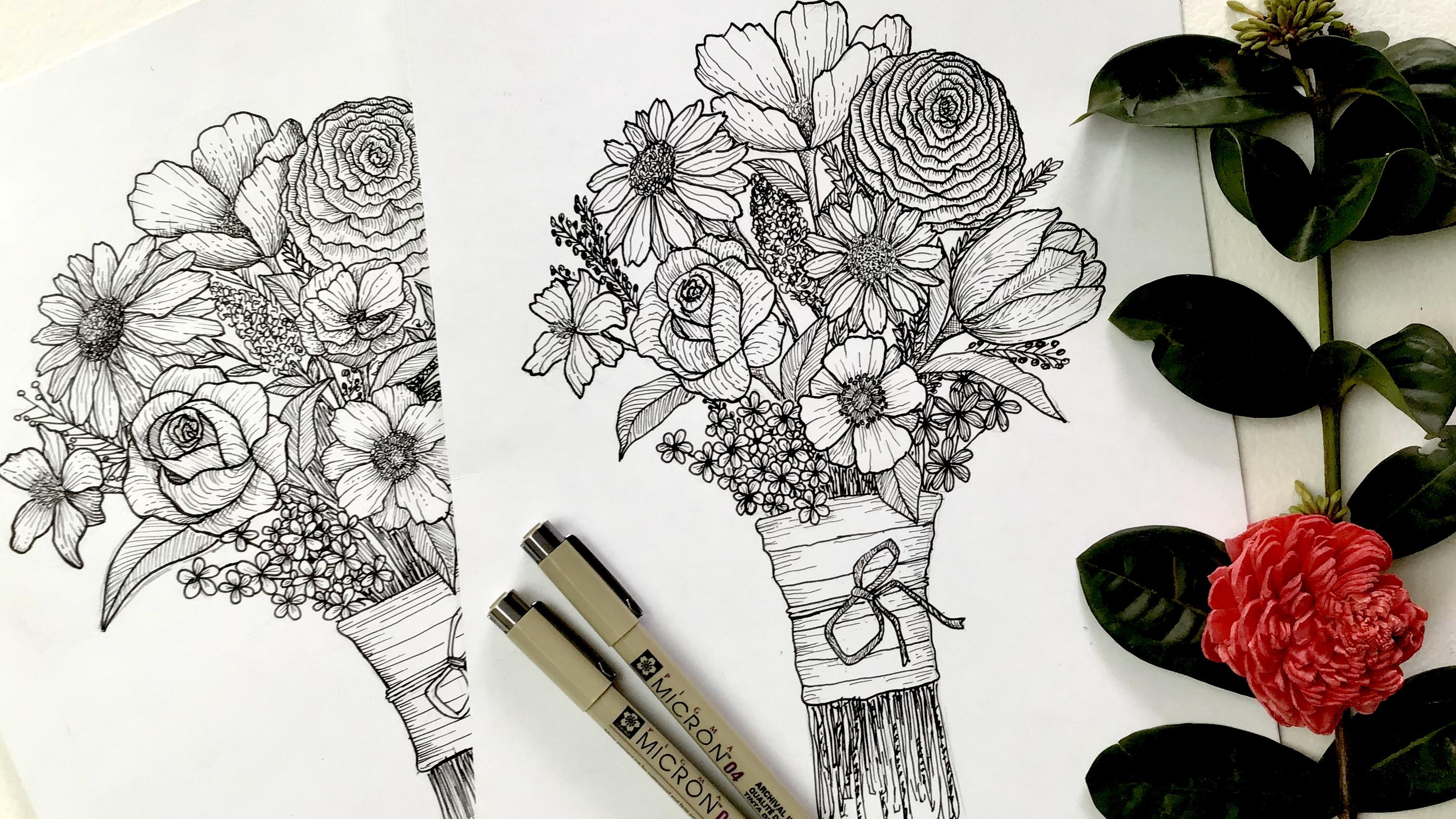 Bouquet Flower Drawing Picture