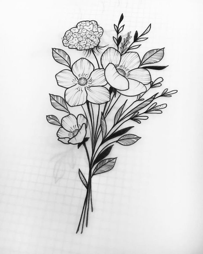 Bouquet Flower Drawing Realistic