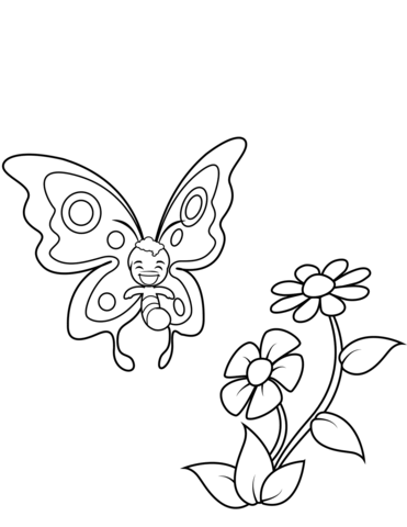 Butterflies and Flowers Drawing Realistic