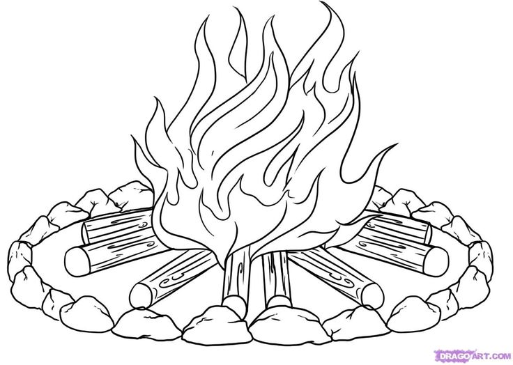 Campfire Drawing High-Quality