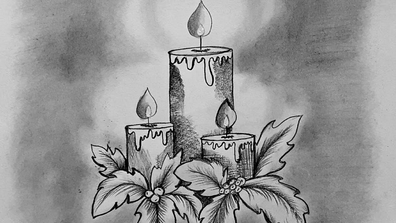 Christmas Candle Drawing - HelloArtsy