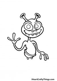 Cartoon Alien Drawing - Drawing Skill