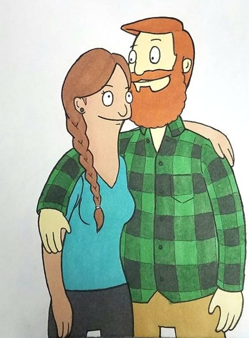 Cartoon Couples Drawing High-Quality