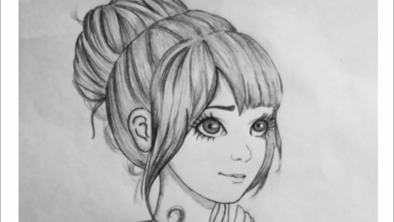 Cartoon Girl Drawing Beautiful Image