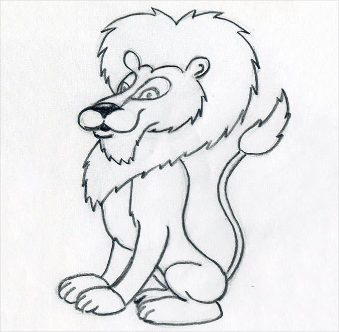 Cartoon Lion Drawing High-Quality