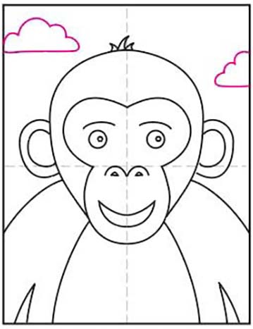 Cartoon Monkey Drawing High-Quality