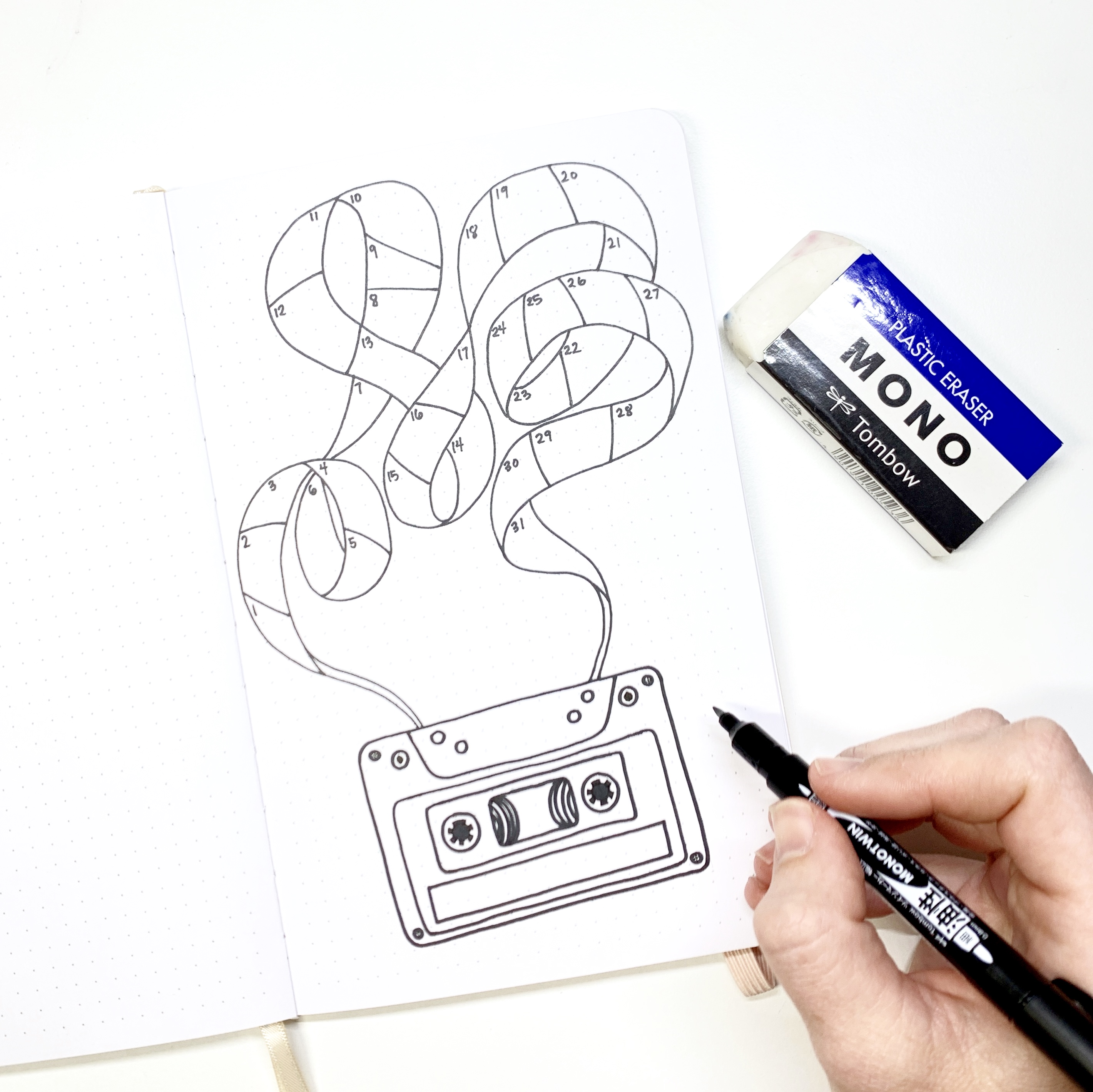 Cassette Tape Drawing Sketch