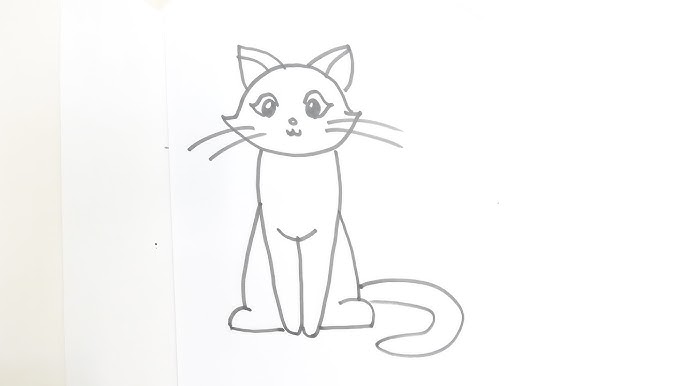 Cat Sitting Drawing Beautiful Image