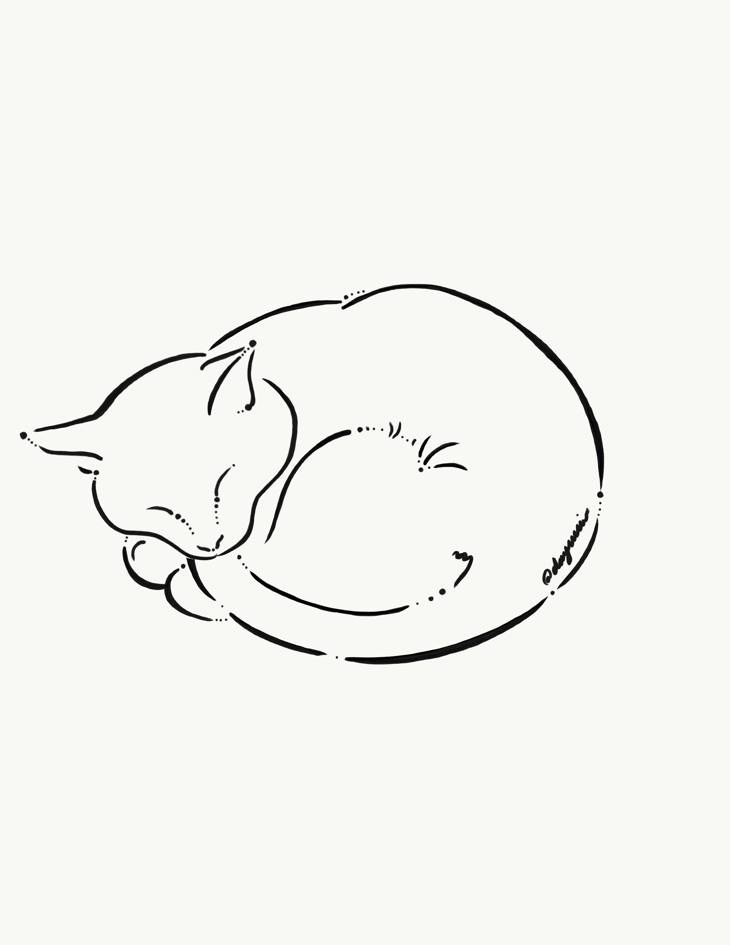 Cat Sleeping Drawing Image