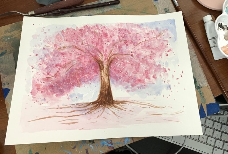 Cherry Blossom Tree Drawing Sketch