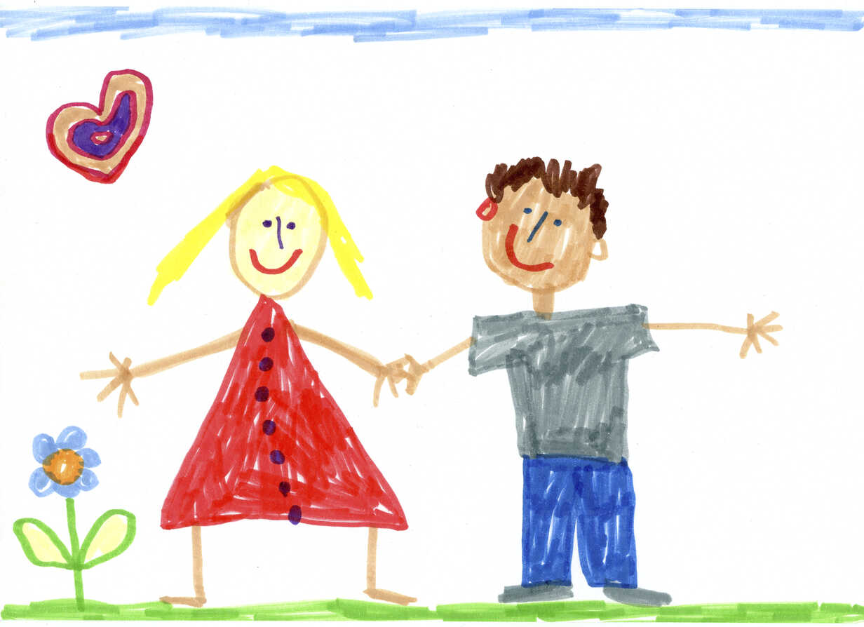 Children’s drawing of happy couple
